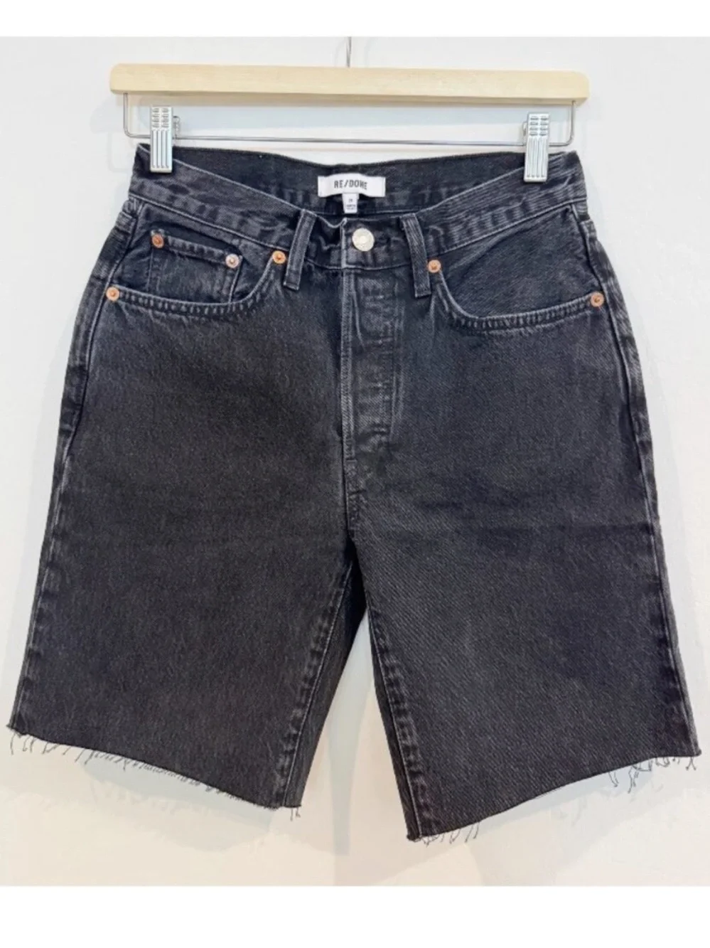 NWT Re/Done Denim 90s Comfy Jean Shorts Long‎ Bermuda Summer Jorts Modest New 24